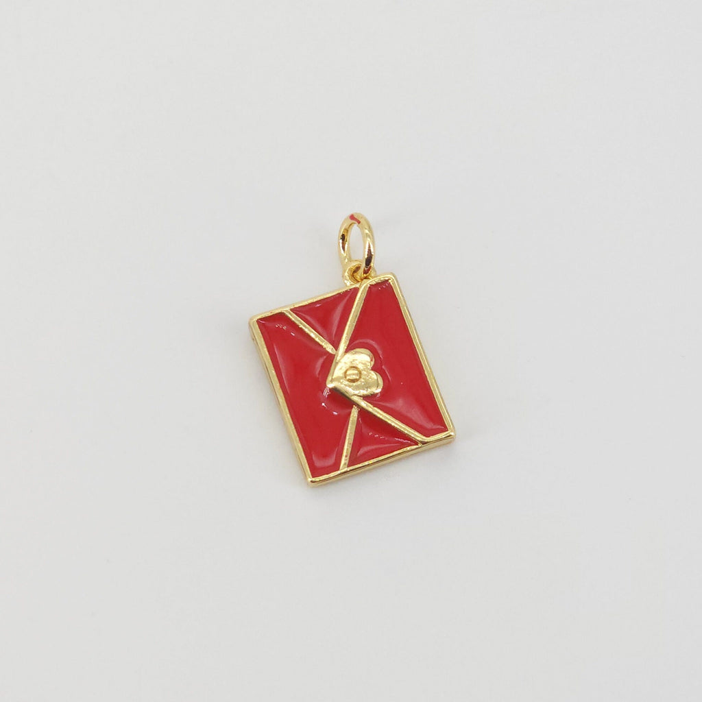 Enamel Envelope Pendant, 18K Gold Plated Pendant, Necklace Making Charm, Jewelry Findings S20717