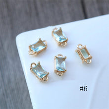 Load image into Gallery viewer, 10pcs Rectangular Connector, Cubic Zircon Crystal Pendant, Bracelet Necklace Pendant, 14K Real Gold Plated, Jewelry Findings HL101-F047