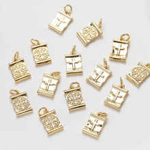 Load image into Gallery viewer, Gold Rectangular Cross Charms, 14K Gold Plated Religious Charms, Cross Pendant,  Necklace Charms, Jewelry Findings GZ270