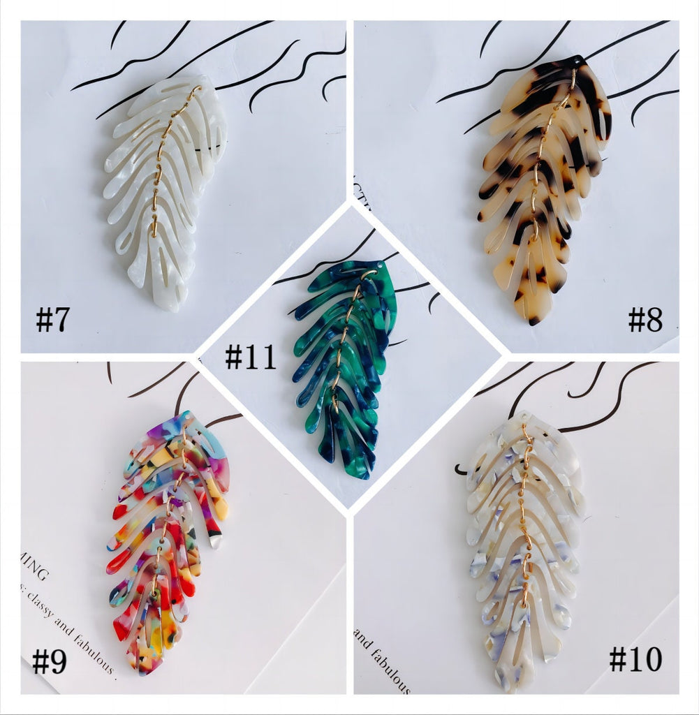 4PCS Leave Pendant, Acetic Acid, Acetate Leaf Pendant, 11 Colors You Choose, Leaf Charm, Earring Finding MY011