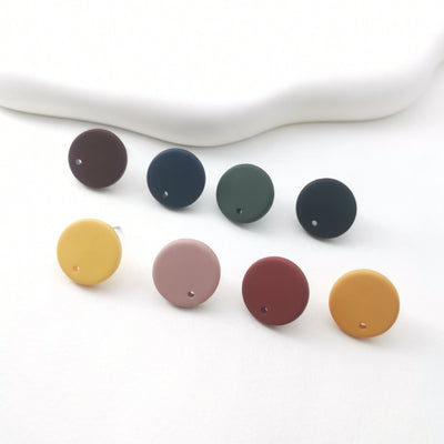 10PCS Acrylic Matte Morandi Round Earring Findings, 7 Colors You Choose, S925 Silver Ear Stick, Nickel Free, Earring Finding MY002