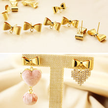 Load image into Gallery viewer, 4pcs Gold Bow Earring Post With Loop, S925 Silver Ear Pin Nickel Free Earrings, Bowtie Ear Stud Loop, Hypoallergenic Earring Findings GZ148