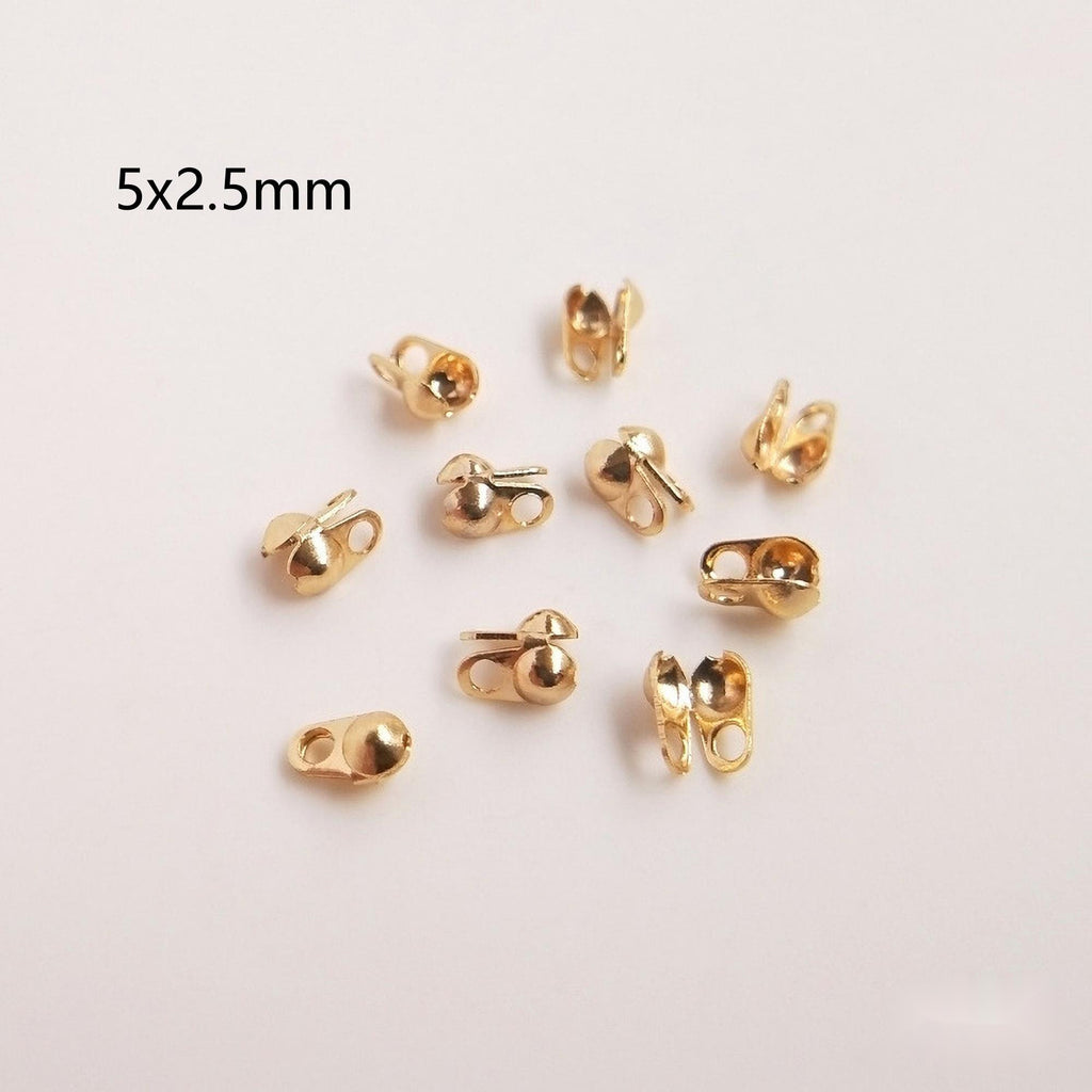 100pcs 14K Gold Plated Calottes Crimps, Bead Ends (4mm/5mm/6mm/8mm), Jewellery Making Findings YY008
