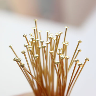 20pcs Head Pins, 14K Gold Plated, 23Gauge, 12mm,16mm,25mm,30mm,40mm, Component for Jewelry Making Findings ZZ012