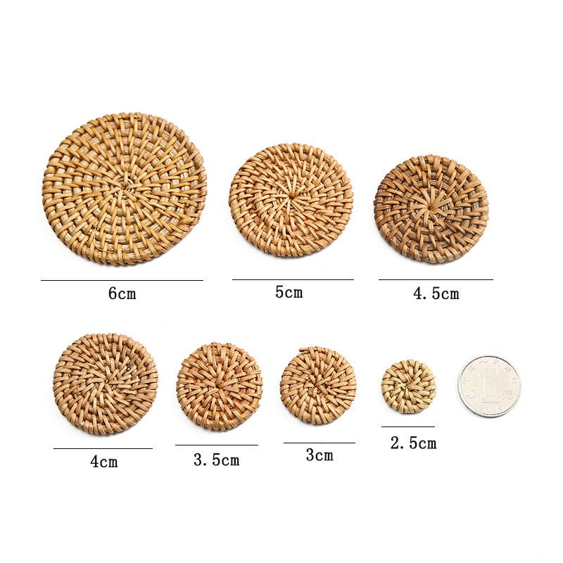 4PCS Rattan Weaving Circular Weave Earring Findings, Boho earring making, Vacation Style Hawaii Handmade Earring Finding BS007