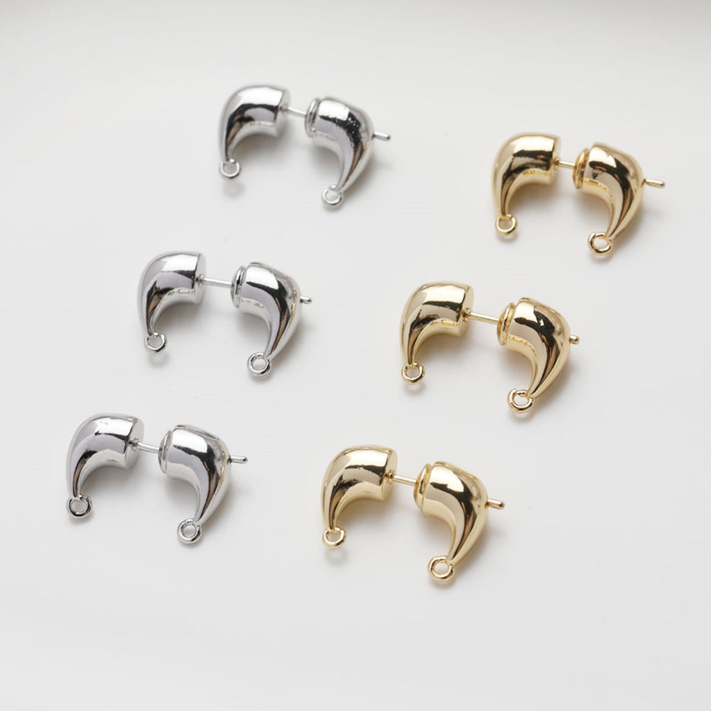 Pendientes de aro con diseño de cuerno de vaca, oro/plata de 14 quilates, pendientes de plata S925 sin níquel, accesorios hipoalergénicos para pendientes tipo botón GE116