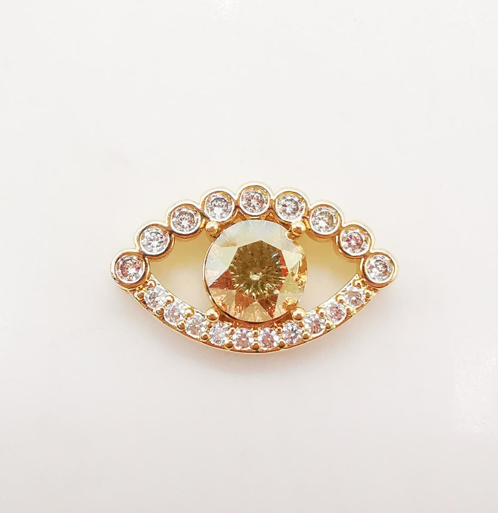 Evil Eye Charm, 18K Gold Plated Cubic Pave Charm, 14x23.5mm, Eye Pendant, Necklace Bracelet Making Charm, Jewelry Findings S1070