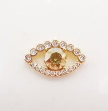 Load image into Gallery viewer, Evil Eye Charm, 18K Gold Plated Cubic Pave Charm, 14x23.5mm, Eye Pendant, Necklace Bracelet Making Charm, Jewelry Findings S1070