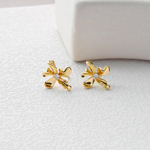 Load image into Gallery viewer, Flower Earring Post, 18K Real Gold Plated Brass Stud Earring With Loop, S925 Silver Pin, CZ Pave, Nickel Free, Earring Finding D0490