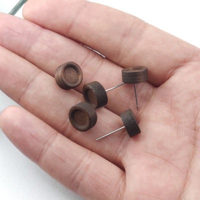 Round Wooden Earring Post, 10mm Wooden Studs for Women, Reclaimed Walnut Wood, Nickel Free, Geometric Statement Earrings Finding  JT992
