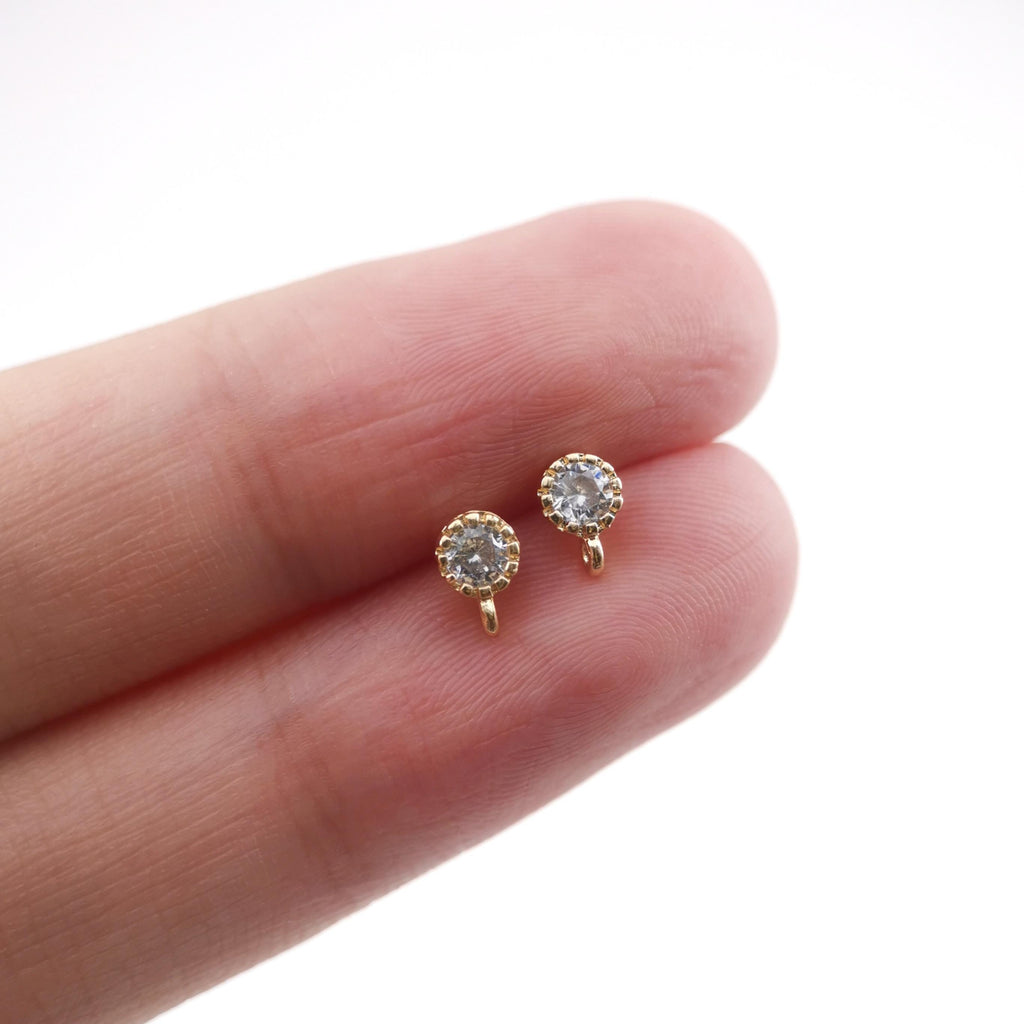 4 pendientes redondos con pasadores, piedras preciosas de 4 colores, plata S925, sin níquel, chapado en oro de 18 quilates con circonita cúbica, ZX056