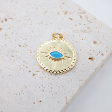 Load image into Gallery viewer, Cubic Evil Eye Charm, 18K Gold Plated Micro CZ Pave Eye Pendant, 20x18mm, Necklace Making Charm, Jewelry Findings S912