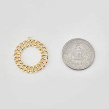 Load image into Gallery viewer, 10pcs Circle Shaped Pendant, 14K Gold Plated, 27.7*25mm, Earring Making Charm, Jewelry Findings ZX155