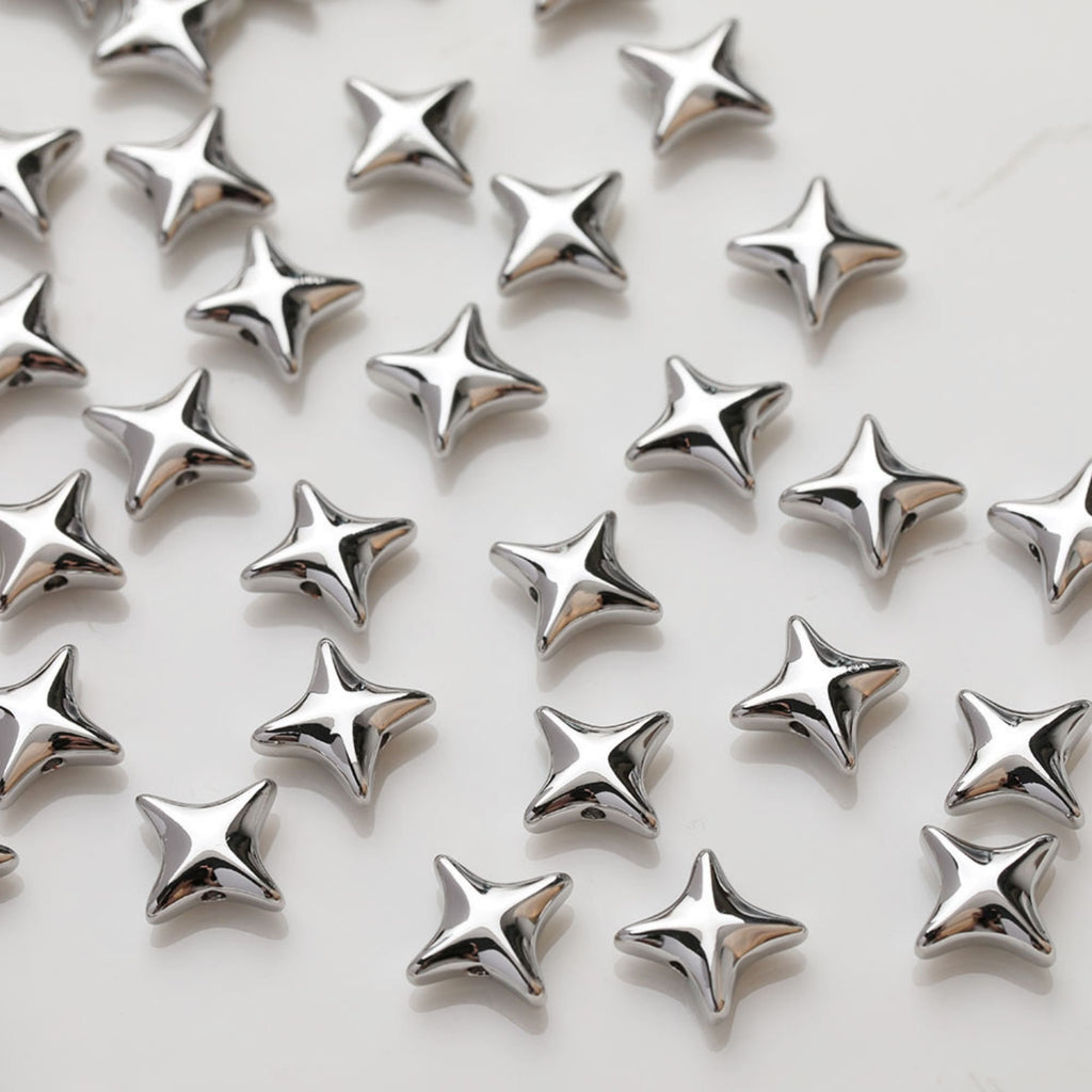 Cross Star Spacer Beads,14K Gold Plated,Metallic Star String Spacer Beads,Necklace and Earring Maker Beads,Jewelry Finding SC001-GZ402