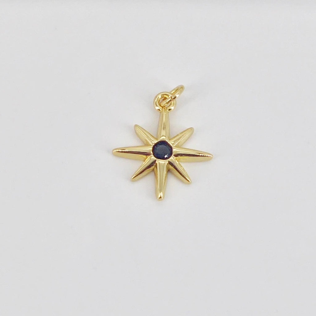 North Star Charms,  Crystal Cubic Pave Star Pendant, 18K Gold Plated, Necklace Making Star Charms, Jewelry Findings S20760