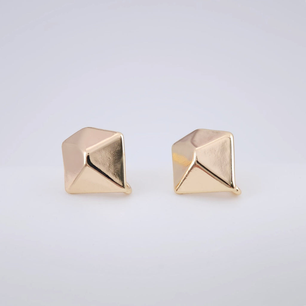 Gold Geometric Diamond Post Earring, S925 Silver Pin Nickel Free Earrings, Hypoallergenic Earring ZX237
