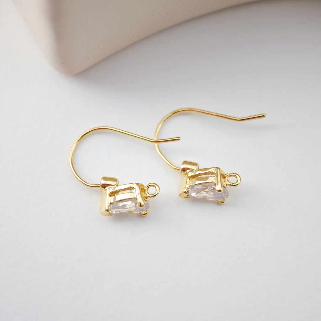 Alambres para pendientes chapados en oro de 18 quilates, ganchos para pendientes con pavé cúbico, sin níquel, ganchos para pez, alambres para joyería D0176