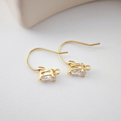 18K Gold Plated Ear Wires, Drop Cubic Pave Earring Hooks, Nickel Free, Fish Hooks, Ear Wires for Jewelry Making D0176