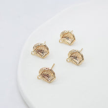 Load image into Gallery viewer, 10pcs Irregular Earring Post, Lunar Surface, 14K Gold Plated, S925 Silver Pin Nickel Free Earrings, Ear Stud with Loop ZX127