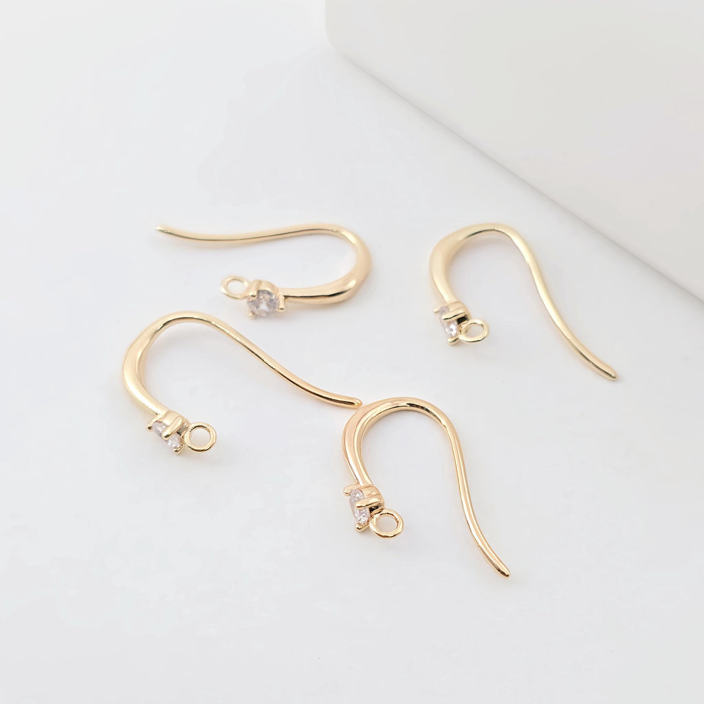 Alambres para aretes chapados en oro de 14 quilates, ganchos para aretes con pavé cúbico, sin níquel, ganchos para pez, alambres para aretes para hacer joyas ZX296