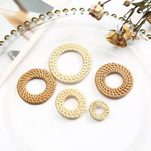 Load image into Gallery viewer, Rattan Weaving Round-shaped Earring Findings, Boho earring making, Vacation Style Hawaii Handmade Earring Finding BS011