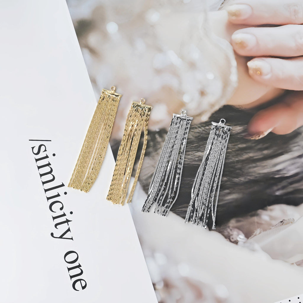 Gold Chain Tassel Pendant, Gold Wheat Style Chain Charm, 18K Gold Plated Earring Chain Pendant, Earring Findings ZX356