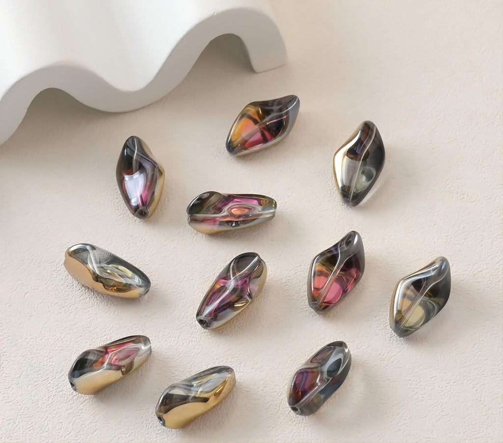 Irregular Glass Beads, Spacer Beads, 13x23mm, Crystal Glass Loose Beads for Jewelry Making, DIY Beads Finding GZ021