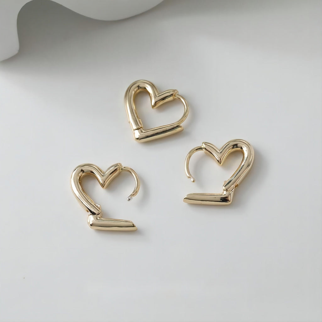 Heart Hoop Earring, S925 Silver Ear Pin, Huggie Hoops Earring Finding, Heart Ear Hoops, 17mm, 22mm, hoop earrings GE033