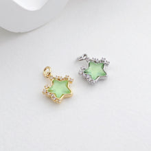 Load image into Gallery viewer, Crystal Tiny Star Charms, Cubic Zirconia Pave, 18K Gold/Silver Plated Star Pendant, Jewelry Findings S1294
