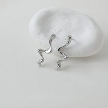 Load image into Gallery viewer, Wave Earring Post with Loop, 14K Gold/Silver, S925 Silver Pin Nickel Free Earrings, Wave Ear Stud with Loop GE009-D0487