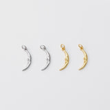 Crescent Moon Face Charm, 18K Gold Plated Slim Moon Pendant, Tiny Horn Charms, 15x4mm, Jewelry Findings S763