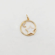 Load image into Gallery viewer, Enamel Moon &amp; Star Charm, 18K Gold Plated, Pave CZ Round Pendant, Necklace Making Charm, Jewelry Findings S20387