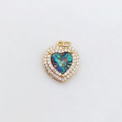 Heart Lock Charm, Pave Cubic Crystal Heart Pendant, 18K Gold Plated, Necklace Bracelet Making Charms, Jewelry Findings S20498