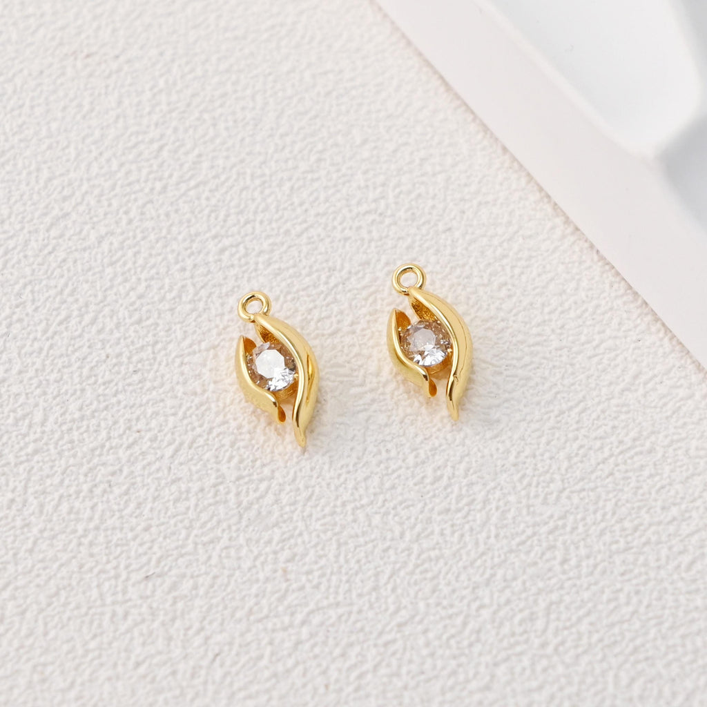 Horse Eye Charm, Oval Shape Pendant, CZ Pave Horse Eye Charm,  18K Gold Plated, For Necklace And Earrings Making, Jewelry Findings D0497