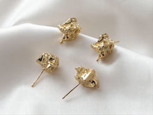 Load image into Gallery viewer, Irregular Ear Post With Loop, S925 Silver Ear Pin Nickel Free Earrings, Gold/Silver Ear Stud, Hypoallergenic Earring Findings G005