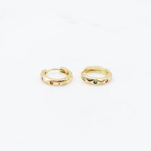 Load image into Gallery viewer, Multicolor Cubic Pave Ear Hoops, 12.6mm, 18K Gold Plated Leverback Earrings, Huggie Hoops Earring S20475