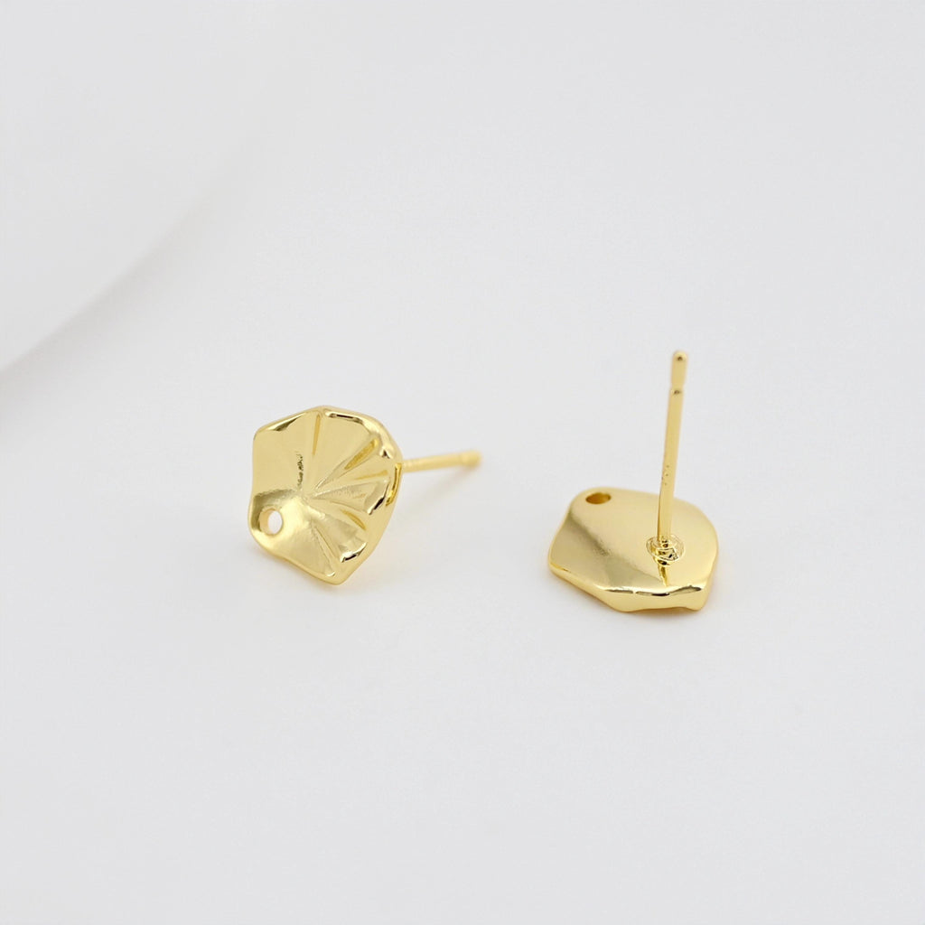 Poste para pendientes con hoja de oro, broche de plata S925, pendientes sin níquel, aro para pendientes, accesorios hipoalergénicos D0421