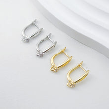 Load image into Gallery viewer, Cutout English lock with loop, Gold/Rhodium Plated Earring hoop, Hypoallergenic &amp; Nickel-Free，DIY Handmade Earring Findings Supplies D0090