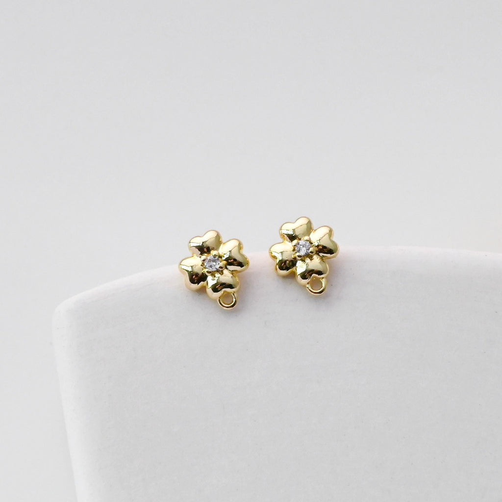 Bowtie Pave CZ Earring Post, 18K Gold/Silver Plated, S925 Silver Pin Nickel Free Earrings, Hypoallergenic Earring Findings D0399