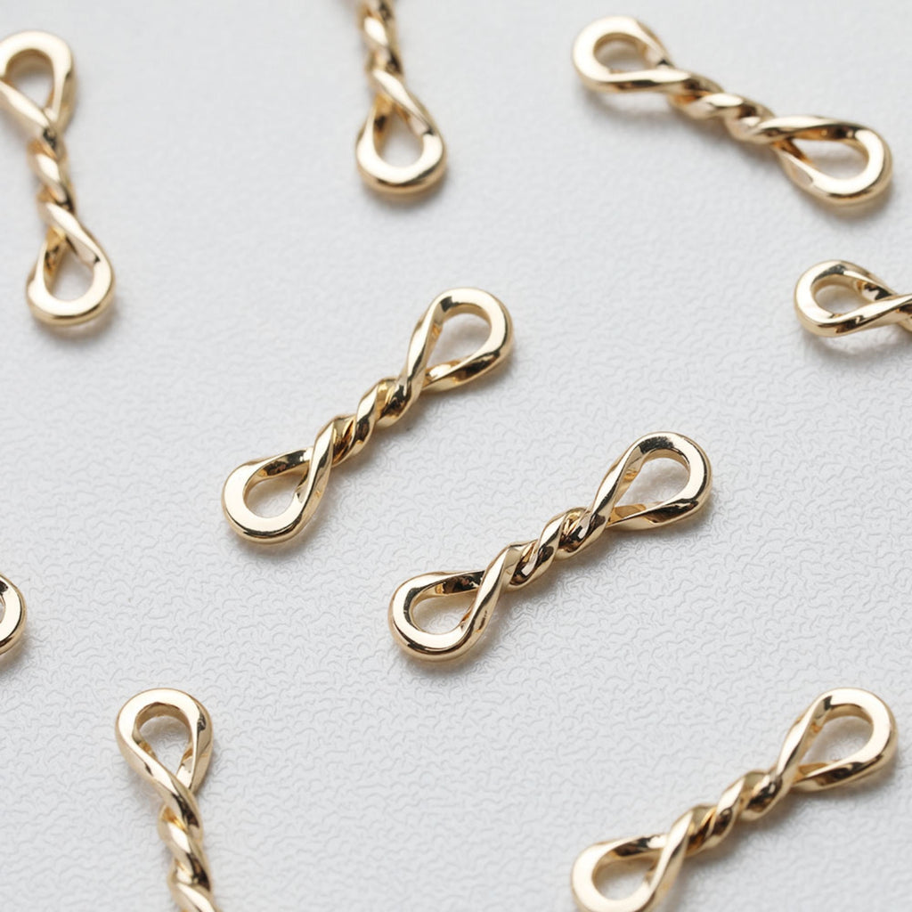 10PCS Gold Figure 8 Connectors, Twist Connector, 18K Gold Plated Link Connectors, Infinity Connector Jewelry Findings GE109