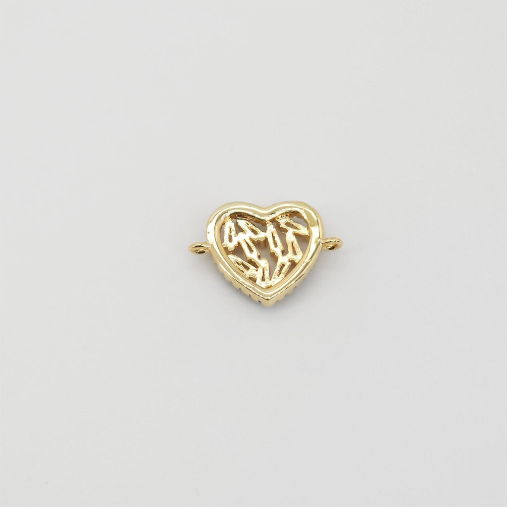 Cubic Heart Connector Charms, 18K Gold Bracelet Necklace Making Connectors, Micro CZ Pave Charms, Jewelry Findings S20848