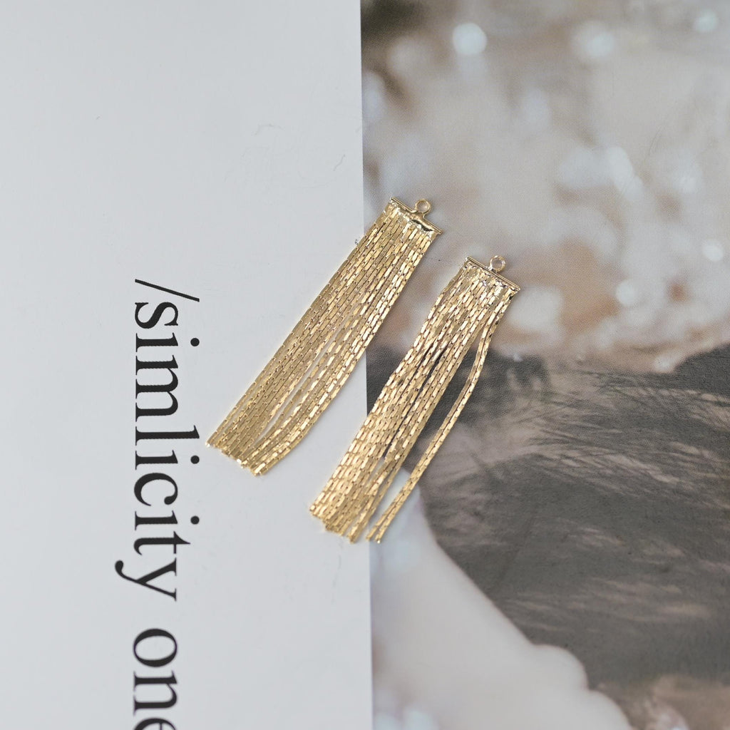 Gold Chain Tassel Pendant, Gold Wheat Style Chain Charm, 18K Gold Plated Earring Chain Pendant, Earring Findings ZX356