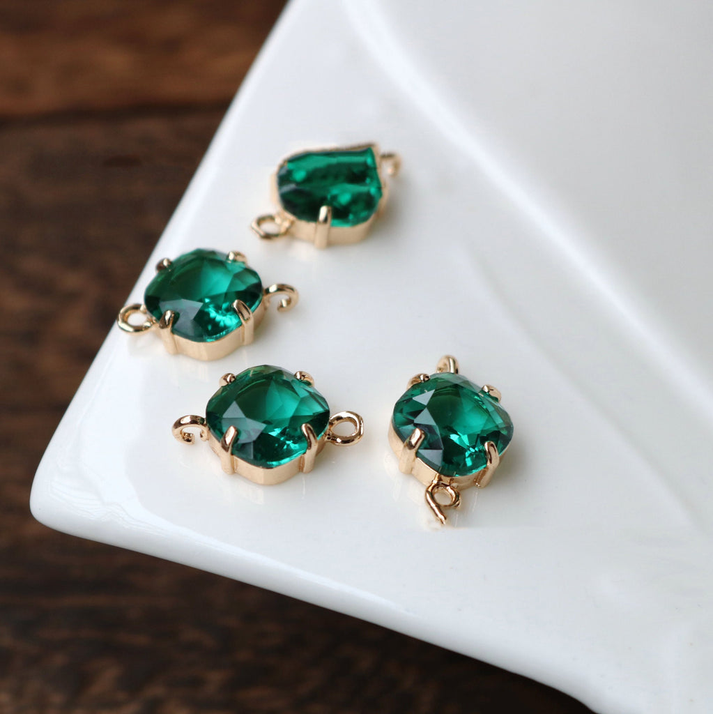 Round Shaped Crystal Connector, Glass Charm, 14K Gold Plated, Jewelry Making Findings HL045-F243