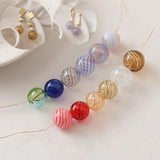 Colourful Patterned Glass Bubble Beads, Ball Hollow Glass Beads Hand Blown Hollow Round Globes for Jewelry Making, DIY Beads Finding GZ774