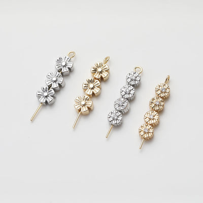Flower Spacer Beads, 14K Gold Plated, 3D Flower Beads, Dainty Earring Making Beads, Jewelry Finding GZ530
