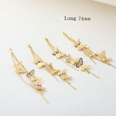 Gold Butterfly Tassels, 18K Gold Plated Butterfly Dangle, Earring Making Charm, Jewelry Findings BY051-ZX7031