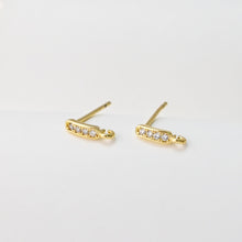 Load image into Gallery viewer, CZ Pave Rectangular Earring Post With Loop, S925 Silver Pin Nickel Free Post, 18K gold Plated, Hypoallergenic Earring Findings S1461