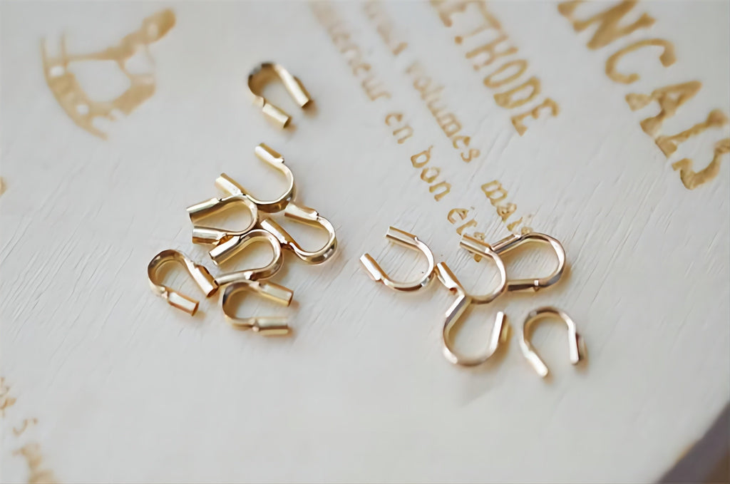 14K Gold Filled U-Shaped Wire Guardian Horsebit Clasp, [10PCS/Pack] Fit 0.53mm/0.79mm/1.14mm Hole, Wire Protector Accessories BL008