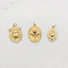 Cargar imagen en el visor de la galería, Colgante de insecto, elefante y cruz con forma de corazón, latón chapado en oro de 18 quilates/negro, dije de animal, dije para pulseras y collares, accesorios de joyería S20383