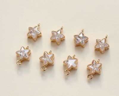 Tiny Star Charms,  7.5mm, Crystal Cubic Star Pendant, Star Connector, Necklace charms, Jewelry Findings GZ135-F003